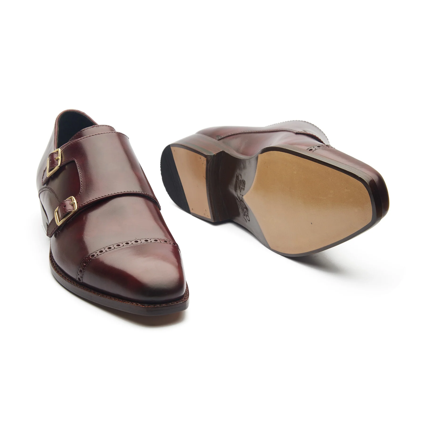 Aspen, Double Monk Strap - Burgundy Museum Calf | Hand Welted Contemporary Classics - Image 4