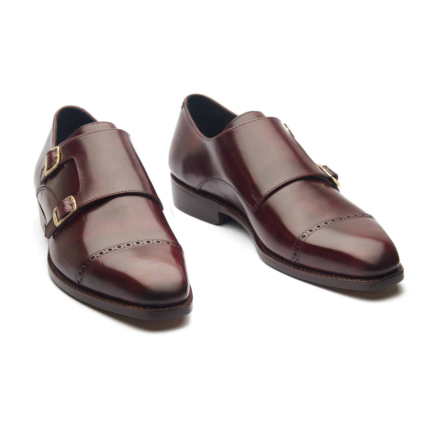 Aspen, Double Monk Strap - Burgundy Museum Calf | Hand Welted Contemporary Classics - Image 5