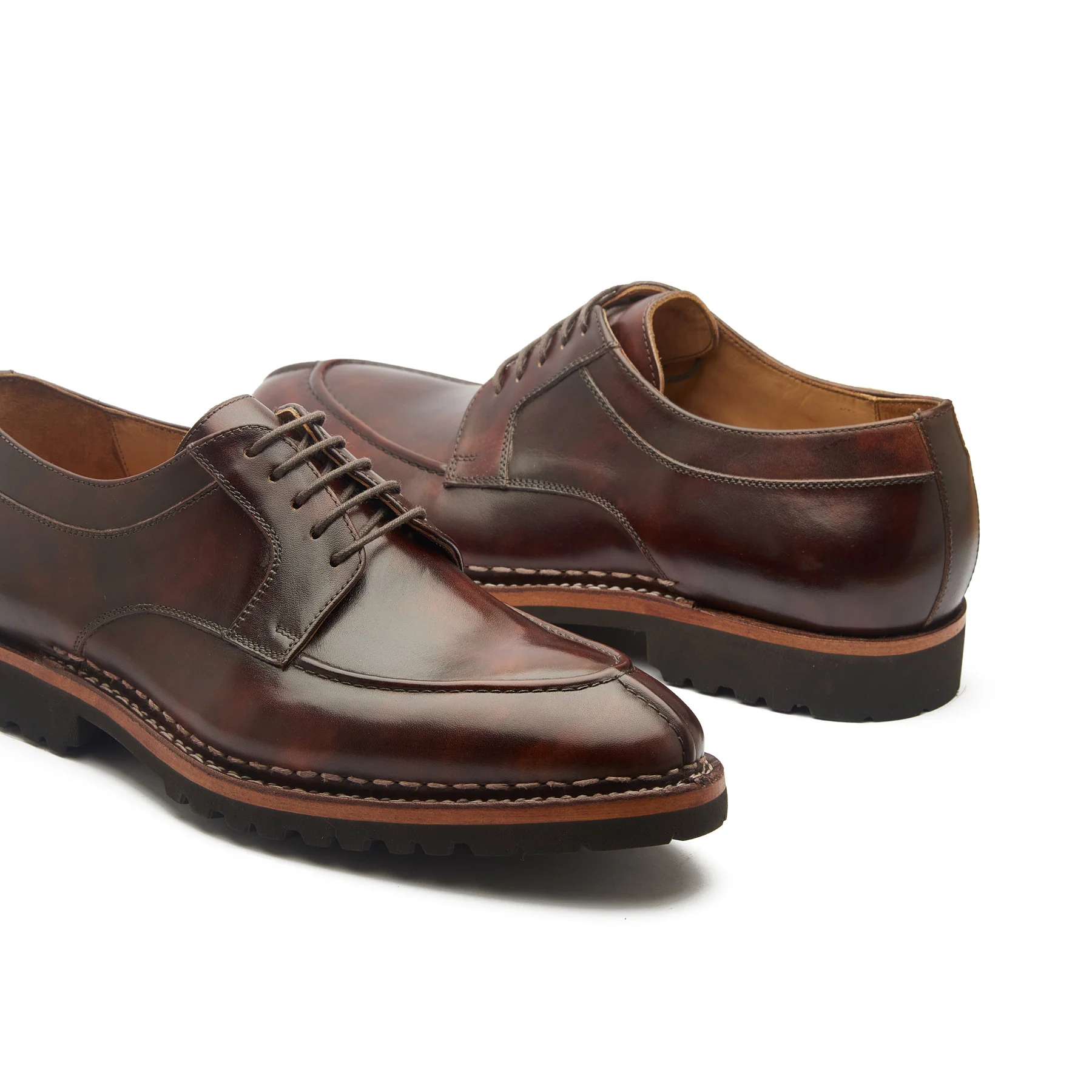 Aurora, Split Toe Derby - Chestnut Museum Calf | Norwegian Construction | Hand Welted New Age - Image 3