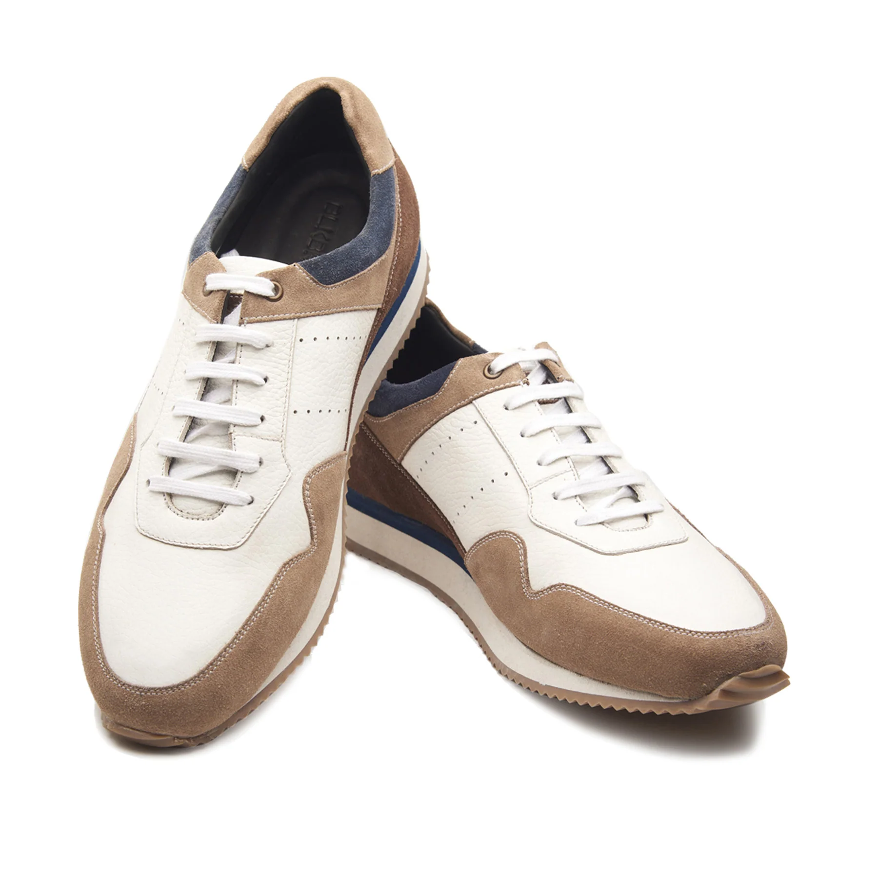 Beaux, U-Tip Laceup Trainers - White/Beige | Smart Casuals - Image 4