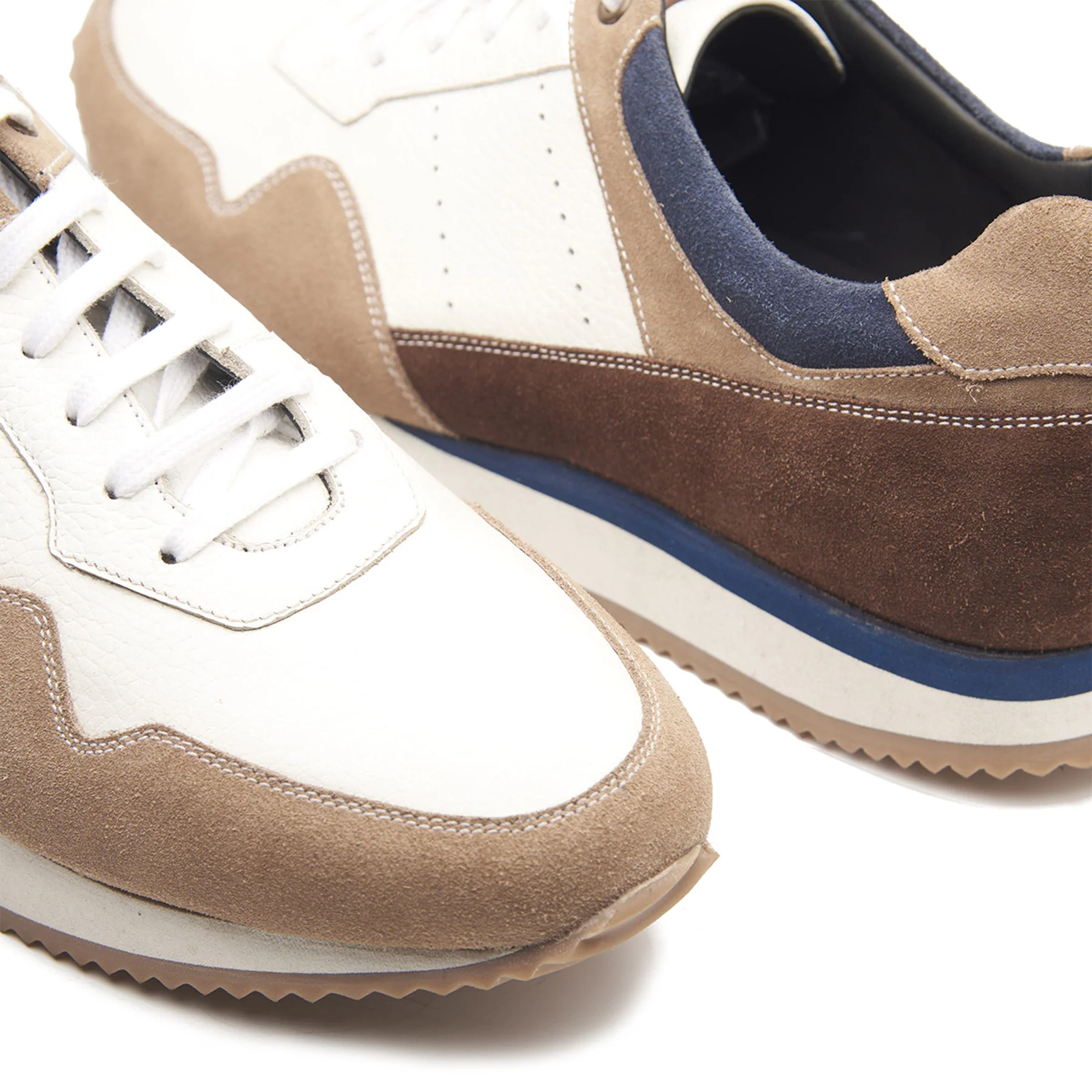 Beaux, U-Tip Laceup Trainers - White/Beige | Smart Casuals - Image 6