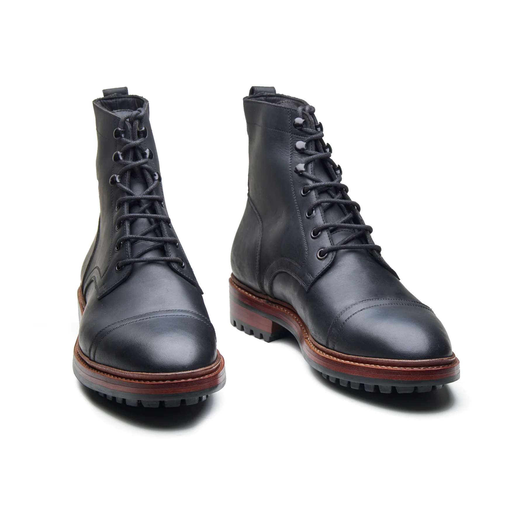 Dixon, Cap-Toe Derby Boot - Black Pullup | Hand Welted Stout Boots - Image 3