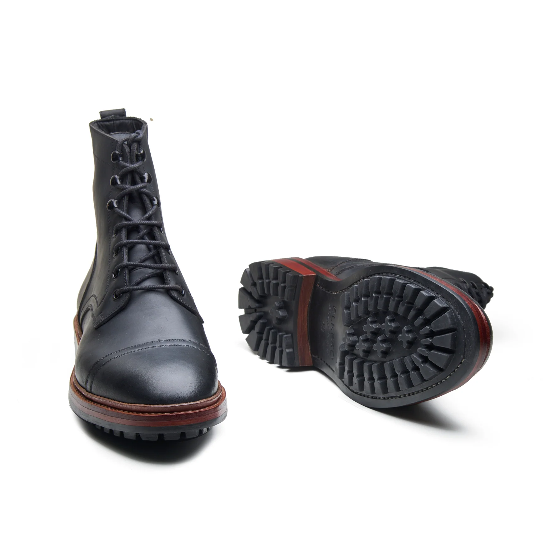 Dixon, Cap-Toe Derby Boot - Black Pullup | Hand Welted Stout Boots - Image 4