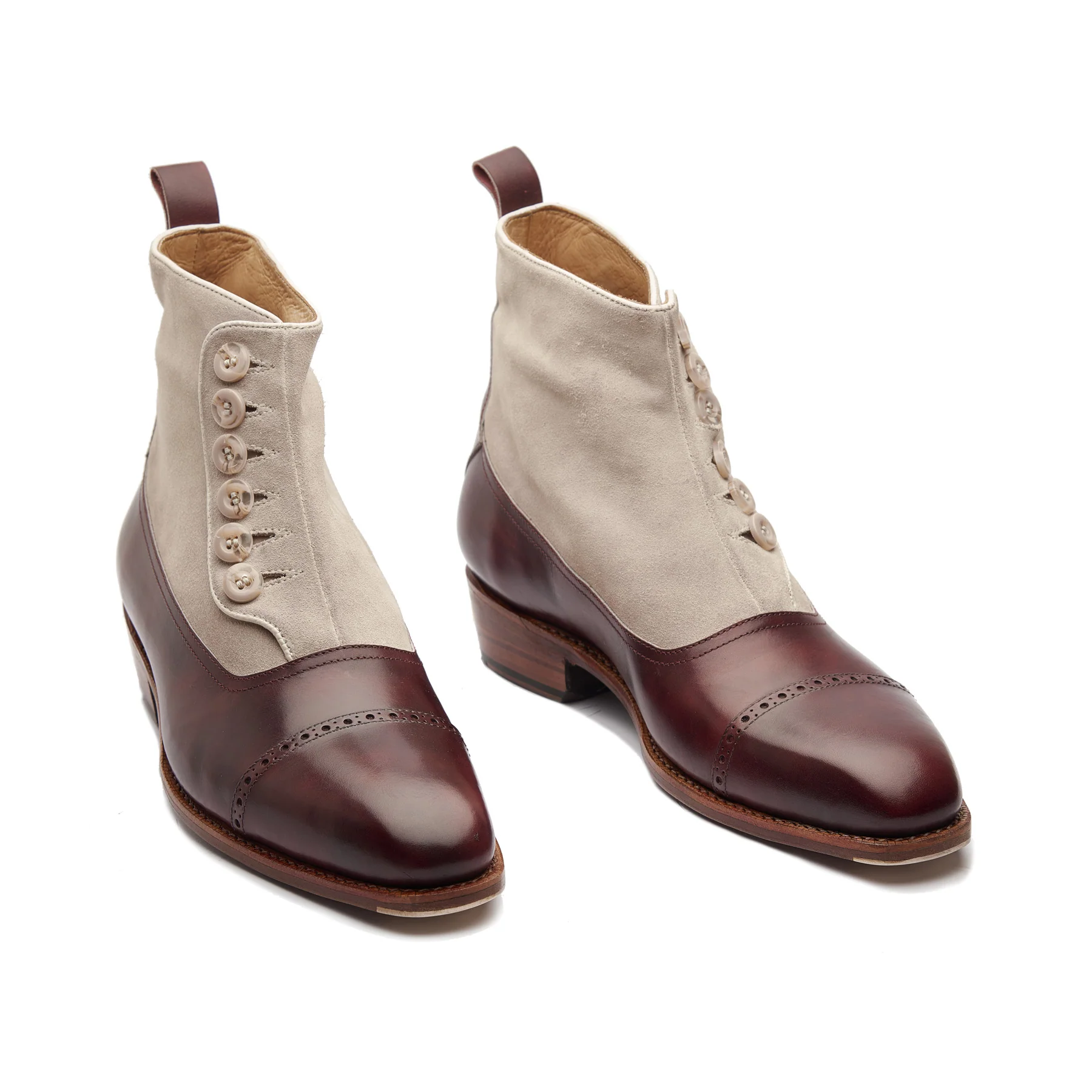 Esquire, Button Boot - Plum Museum Calf Ivory Suede | Hand Welted Contemporary Classics - Image 4