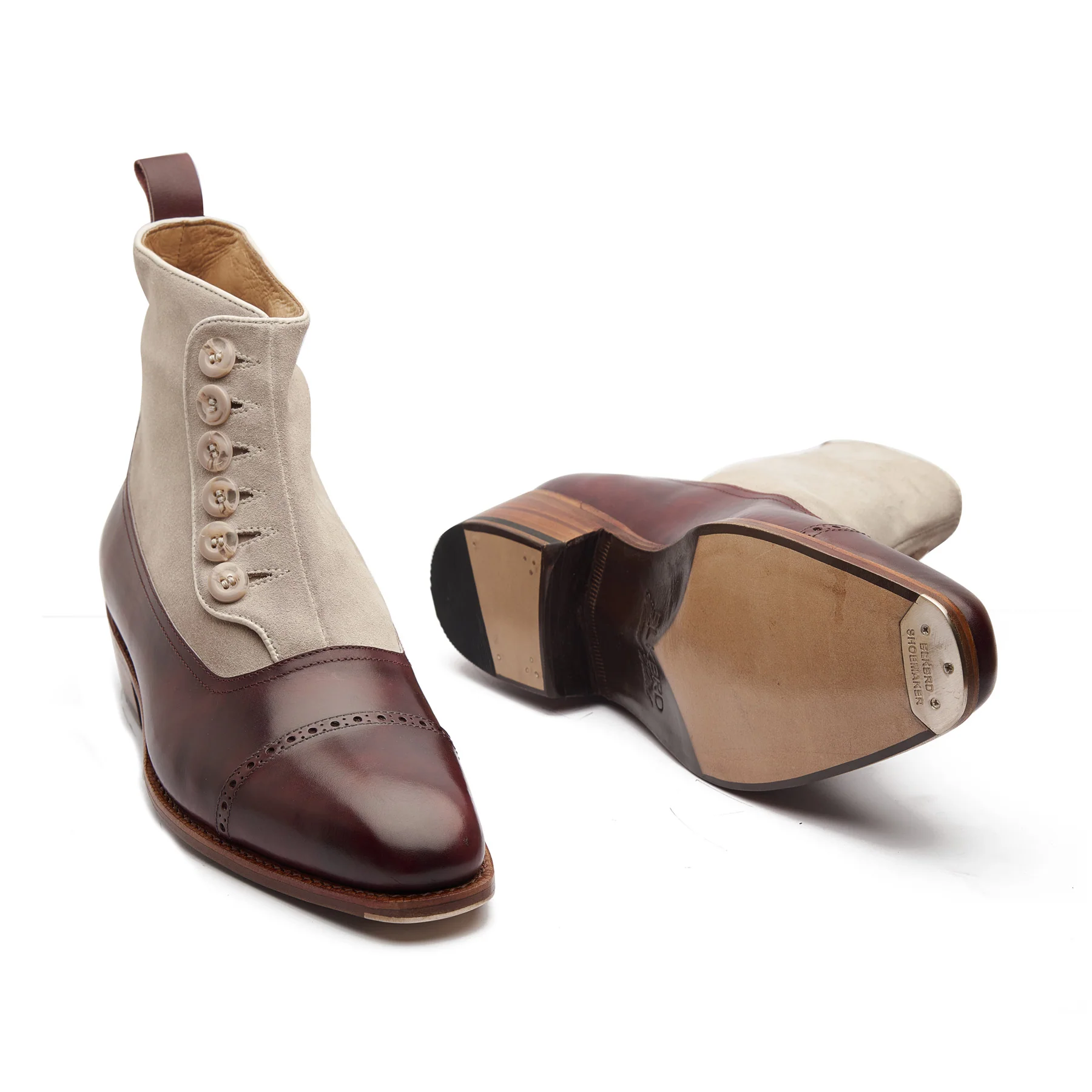 Esquire, Button Boot - Plum Museum Calf Ivory Suede | Hand Welted Contemporary Classics - Image 5