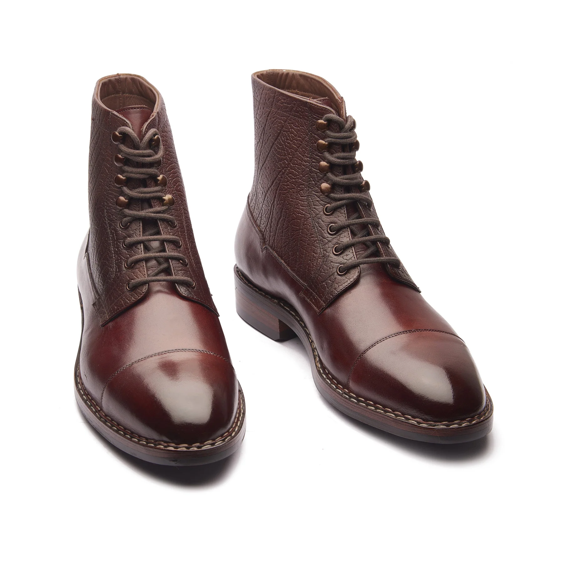 Fulbert-X, Cap-Toe Boot - Chestnut & Elephant Print Brown | Stitchdown Construction | Contemporary Classics - Image 3