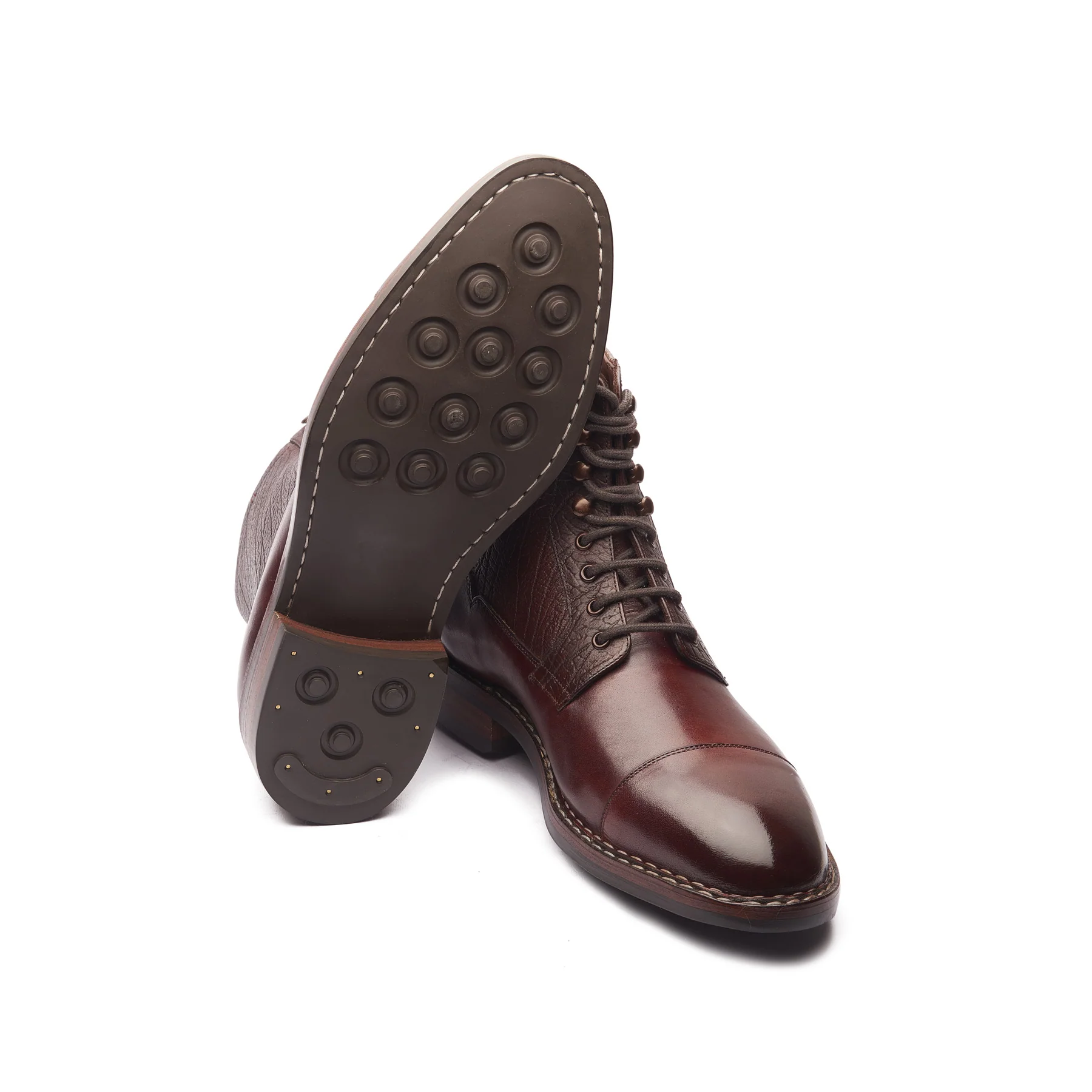 Fulbert-X, Cap-Toe Boot - Chestnut & Elephant Print Brown | Stitchdown Construction | Contemporary Classics - Image 4