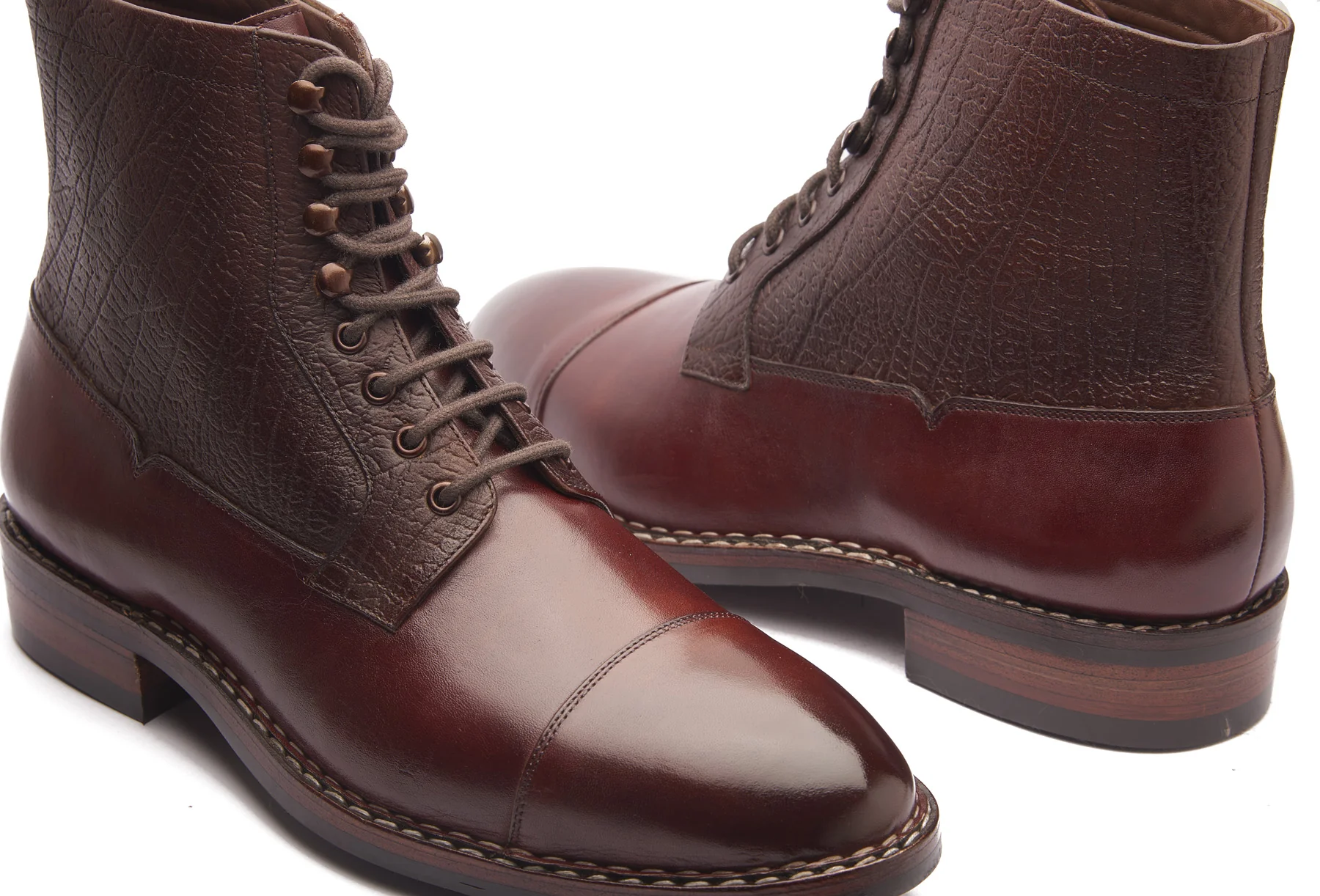 Fulbert-X, Cap-Toe Boot - Chestnut & Elephant Print Brown | Stitchdown Construction | Contemporary Classics - Image 5