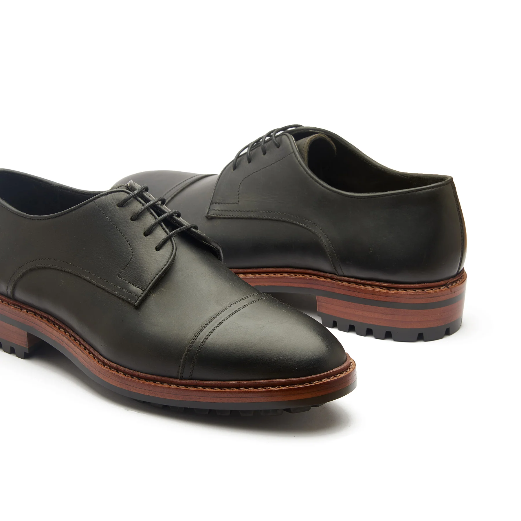 Junior, Cap-Toe Derby Shoe - Black Waxy Pull-up | Hand Welted New Age - Image 3