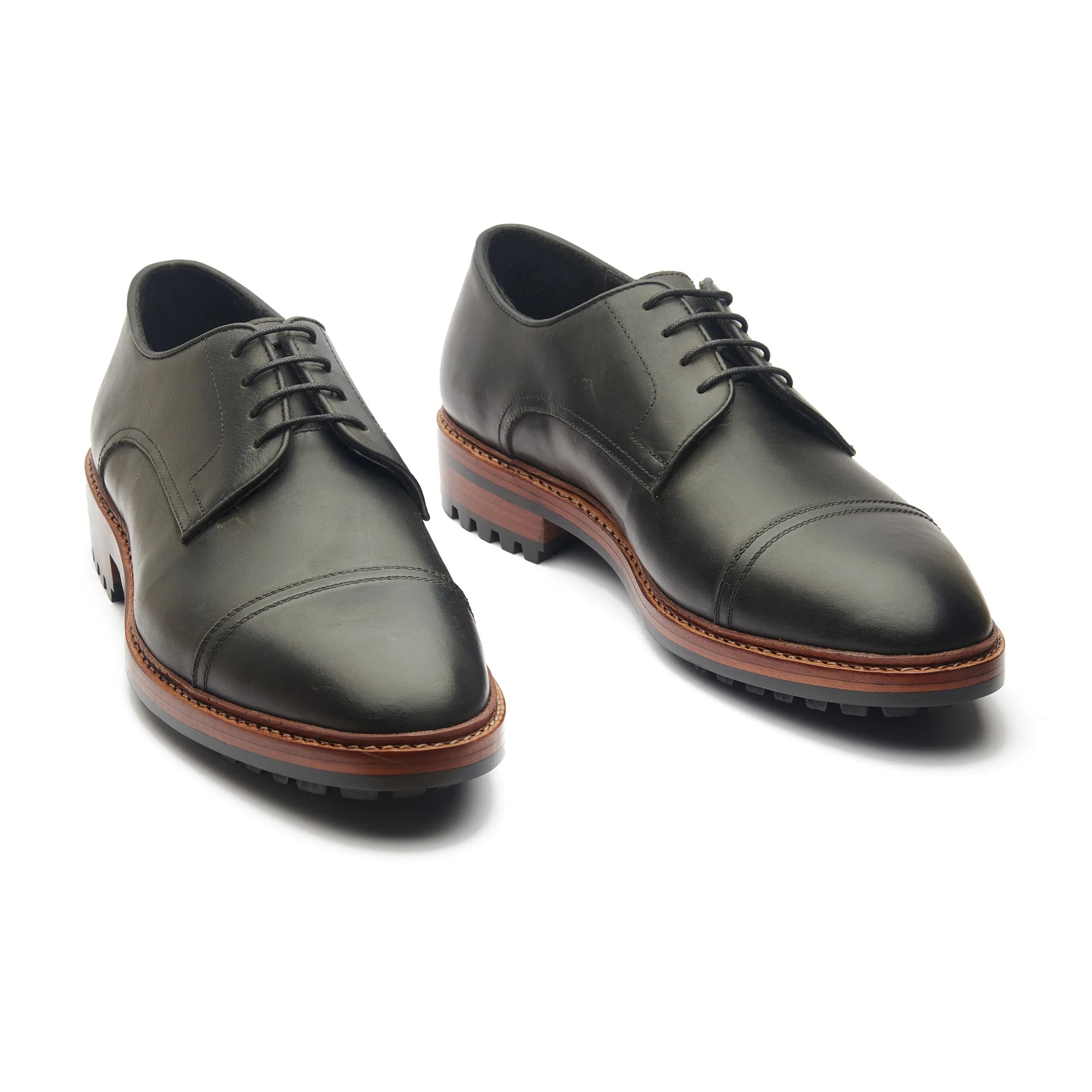 Junior, Cap-Toe Derby Shoe - Black Waxy Pull-up | Hand Welted New Age - Image 4