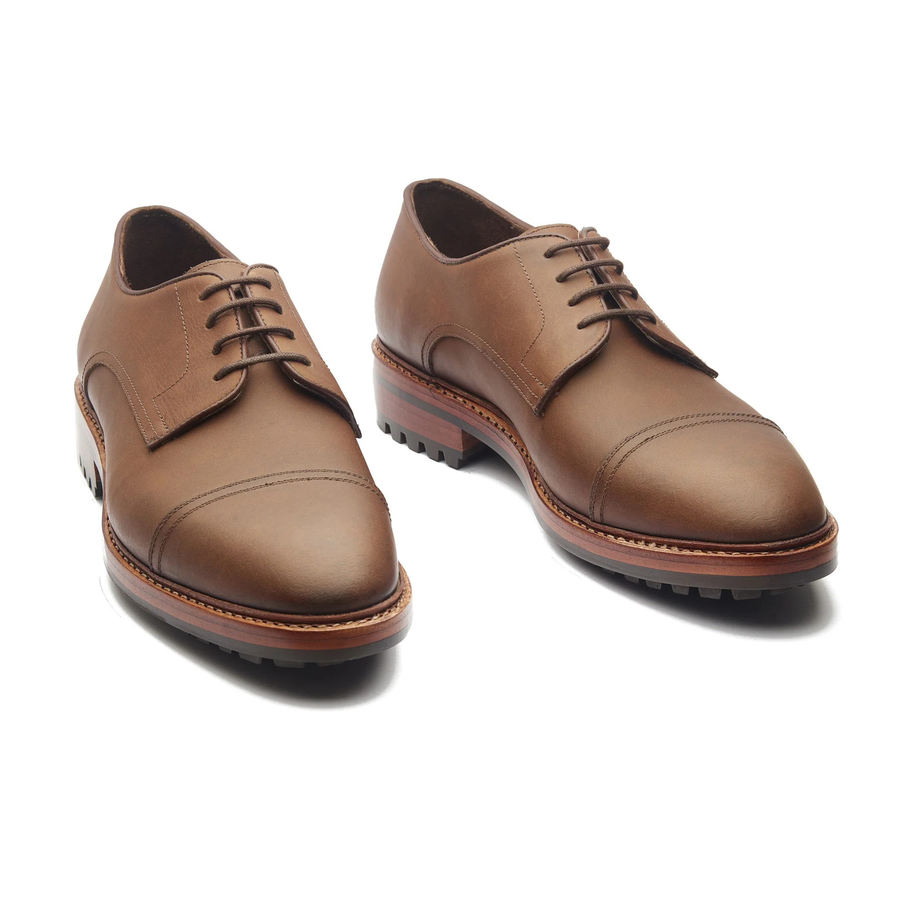 Junior, Cap-Toe Derby Shoe - Brown Waxy Pull-up | Hand Welted New Age - Image 5