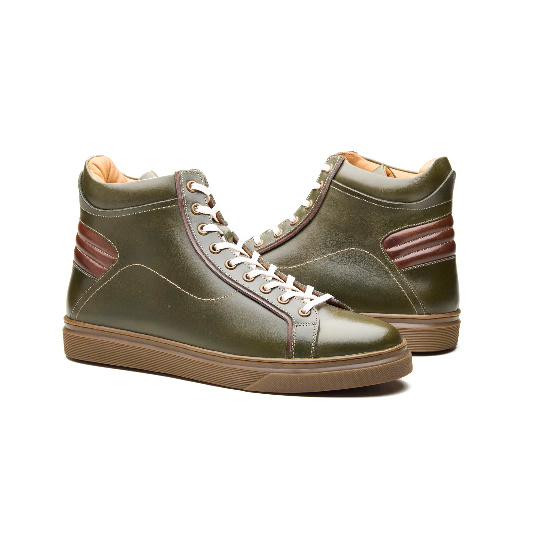 Kaiser, High Top Work Sneaker - Olive Pullup | Smart Casuals - Image 4
