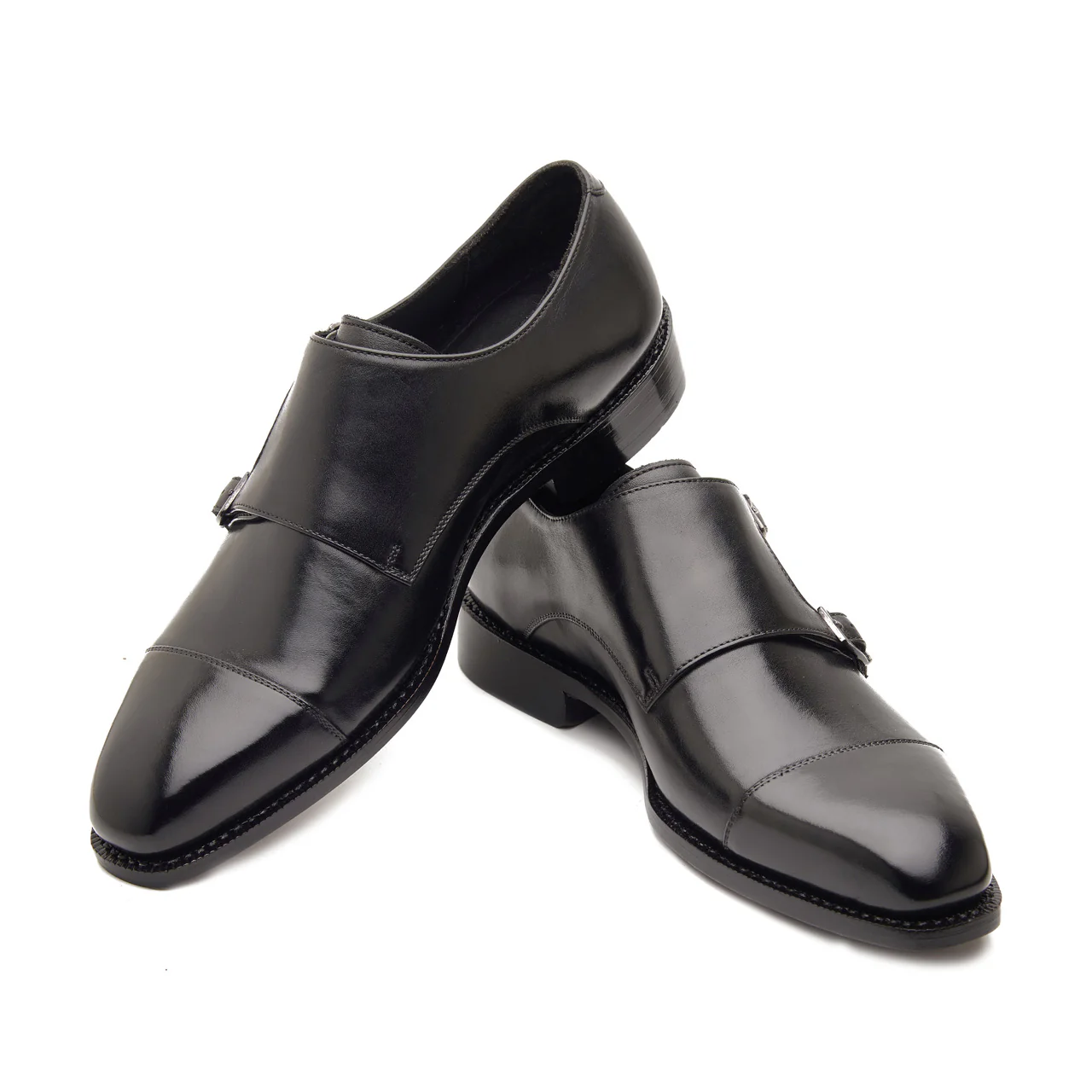 Leon, Cap-toe Double Monk Strap - Black | Hand Welted Classics Collection - Image 4