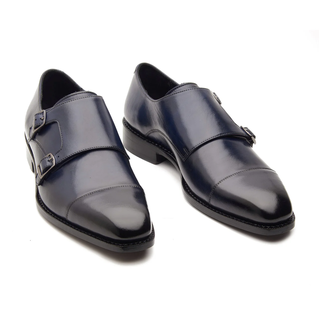 Leon, Cap-toe Double Monk Strap - Navy | Hand Welted Classics Collection - Image 4