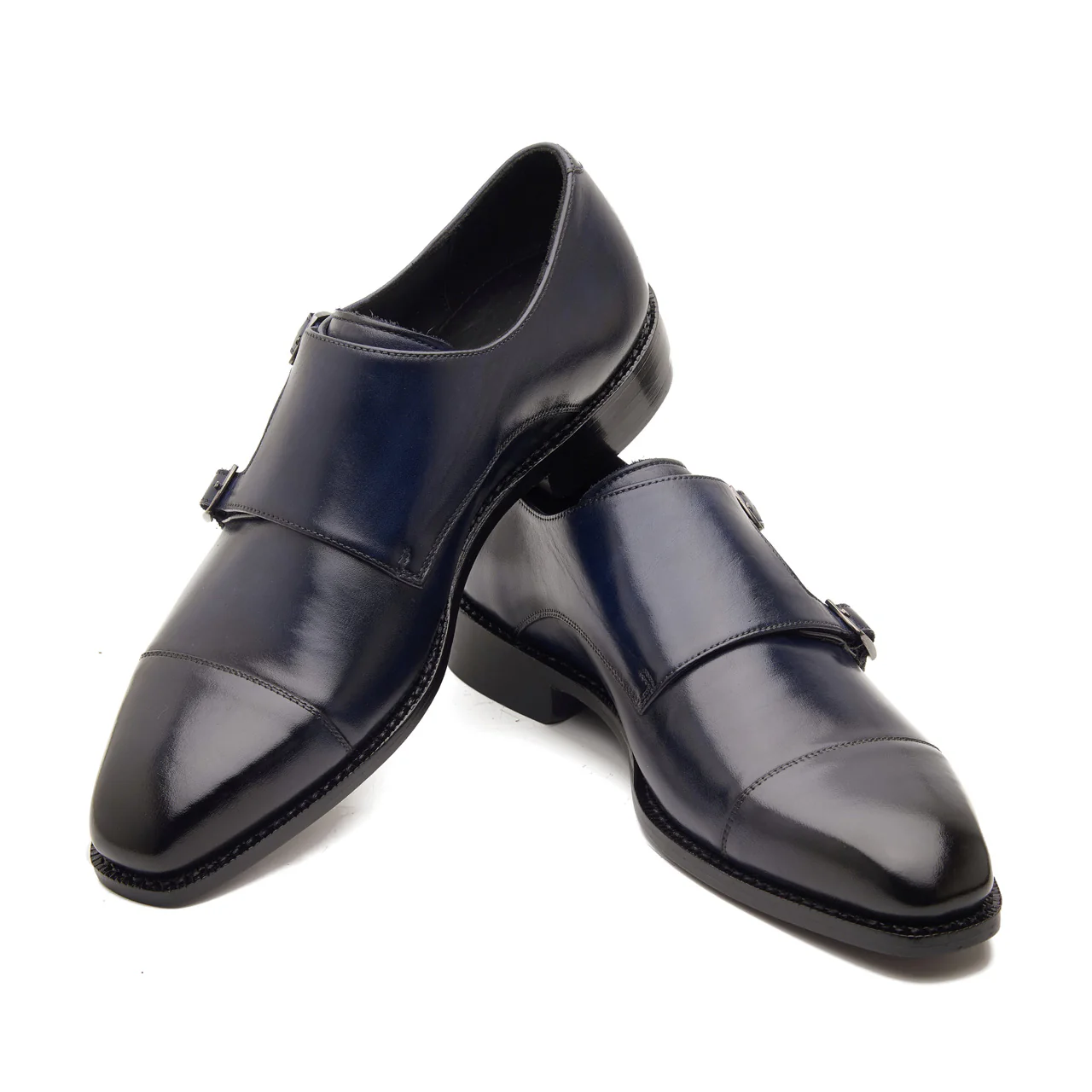 Leon, Cap-toe Double Monk Strap - Navy | Hand Welted Classics Collection - Image 5