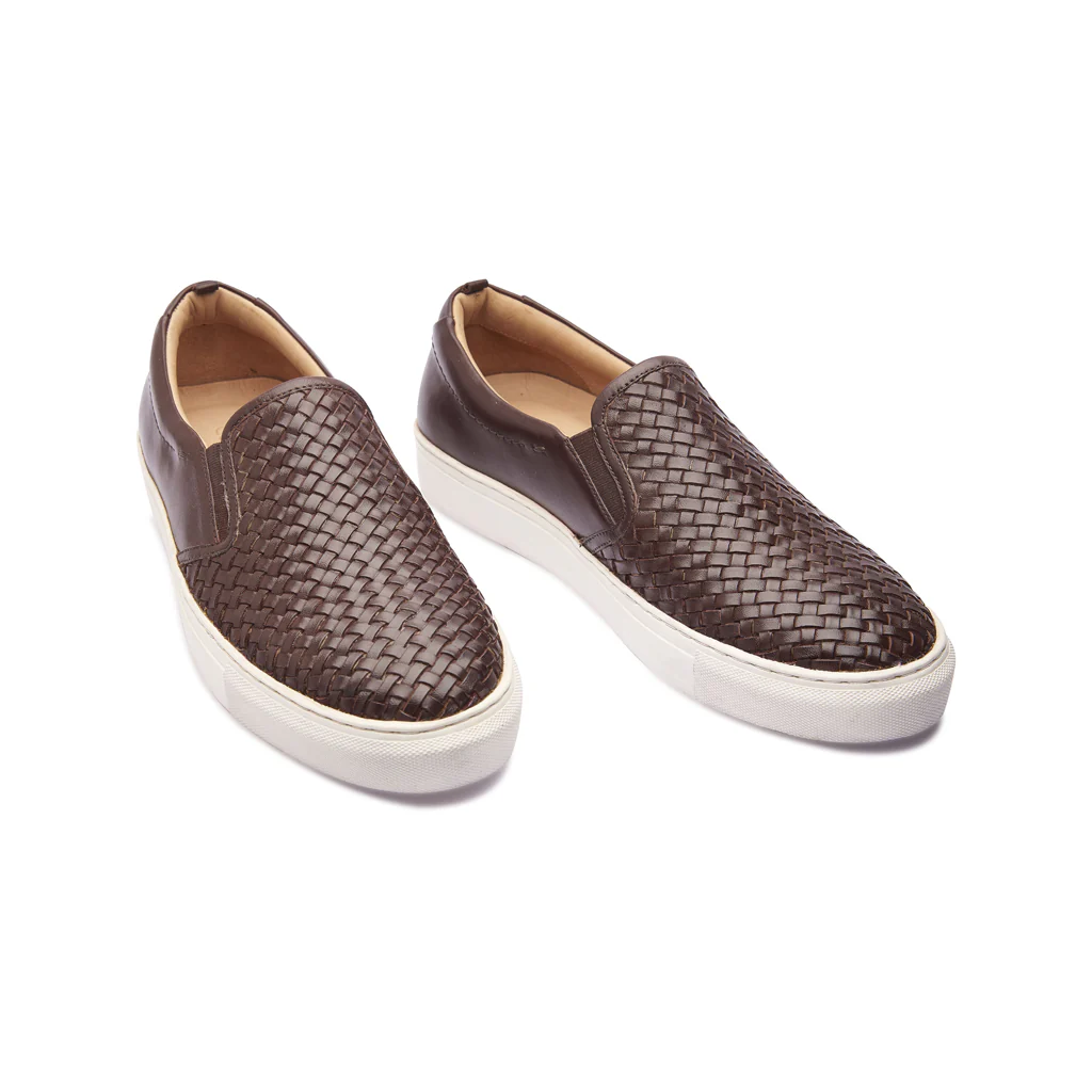 Paolo, Slip-on Sneaker - Brown Woven | Smart Casuals - Image 3