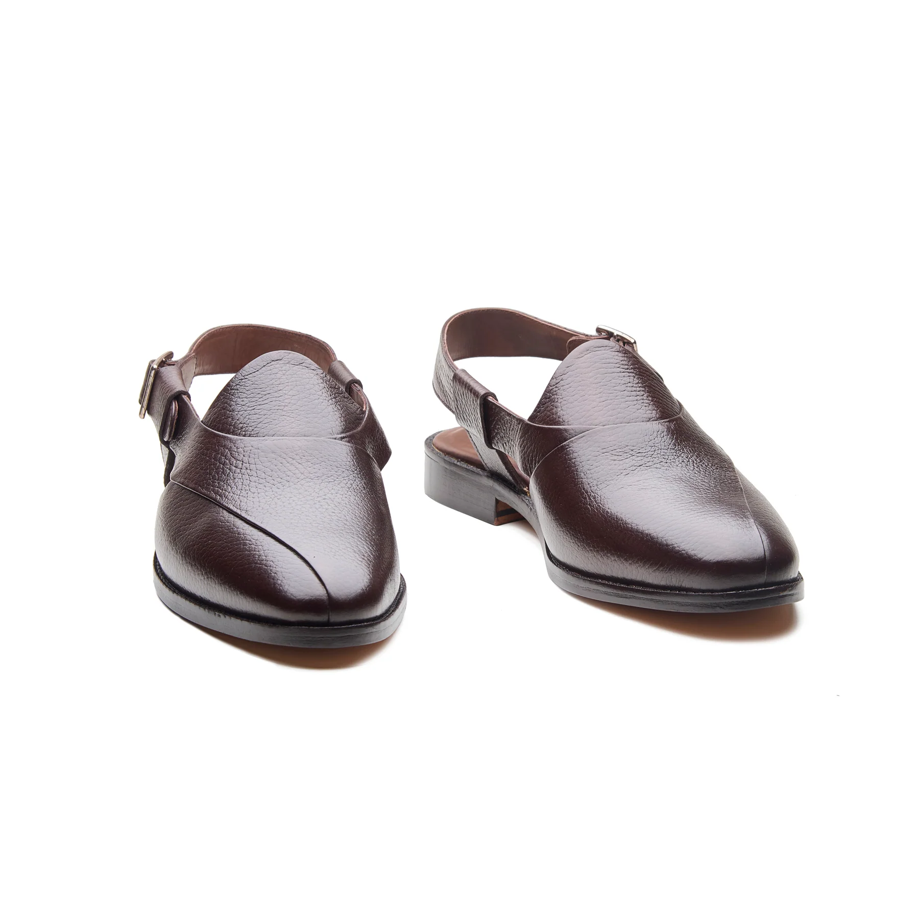 Peshawari, Closed-Toe Sandal - Brown Milled Grain | Rajputana Collection - Image 3