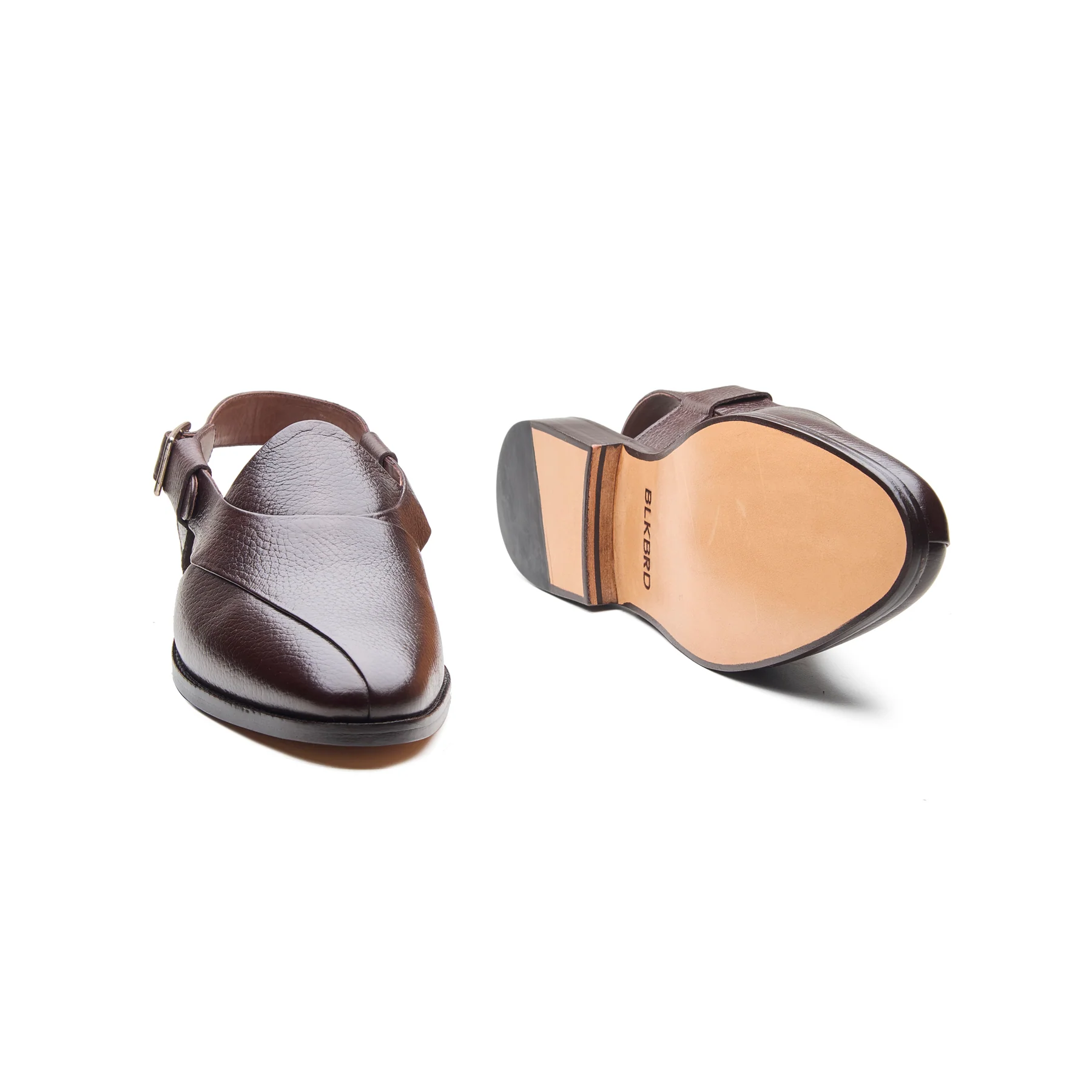 Peshawari, Closed-Toe Sandal - Brown Milled Grain | Rajputana Collection - Image 4