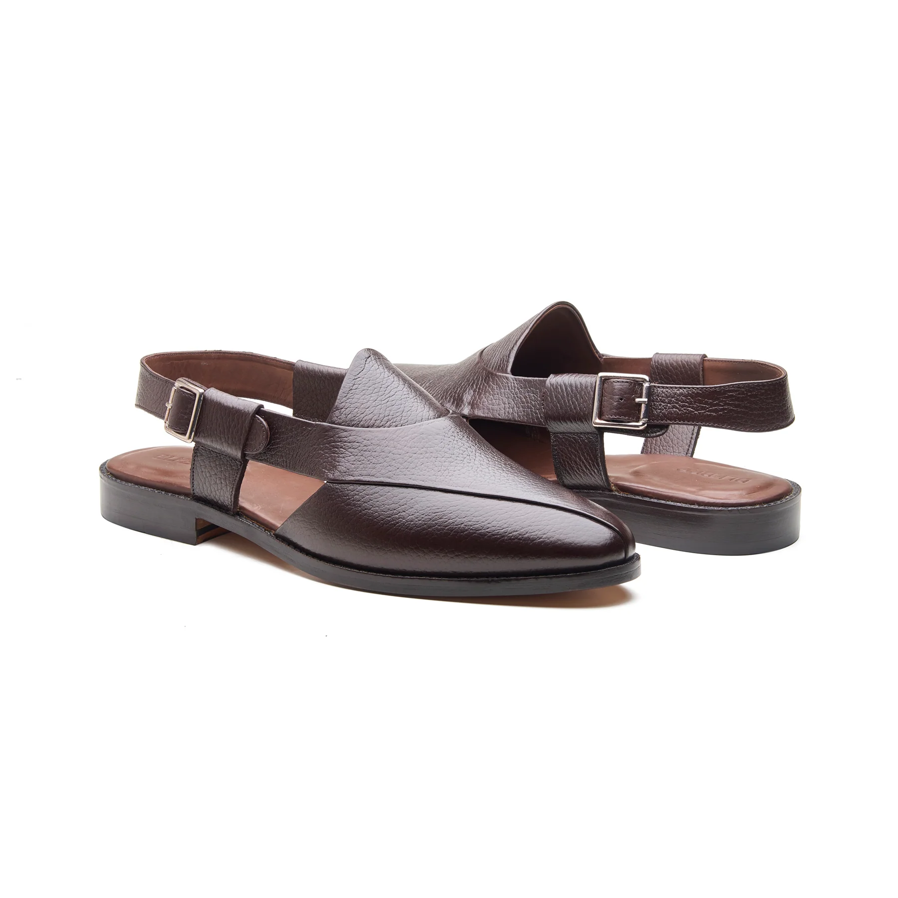 Peshawari, Closed-Toe Sandal - Brown Milled Grain | Rajputana Collection - Image 5