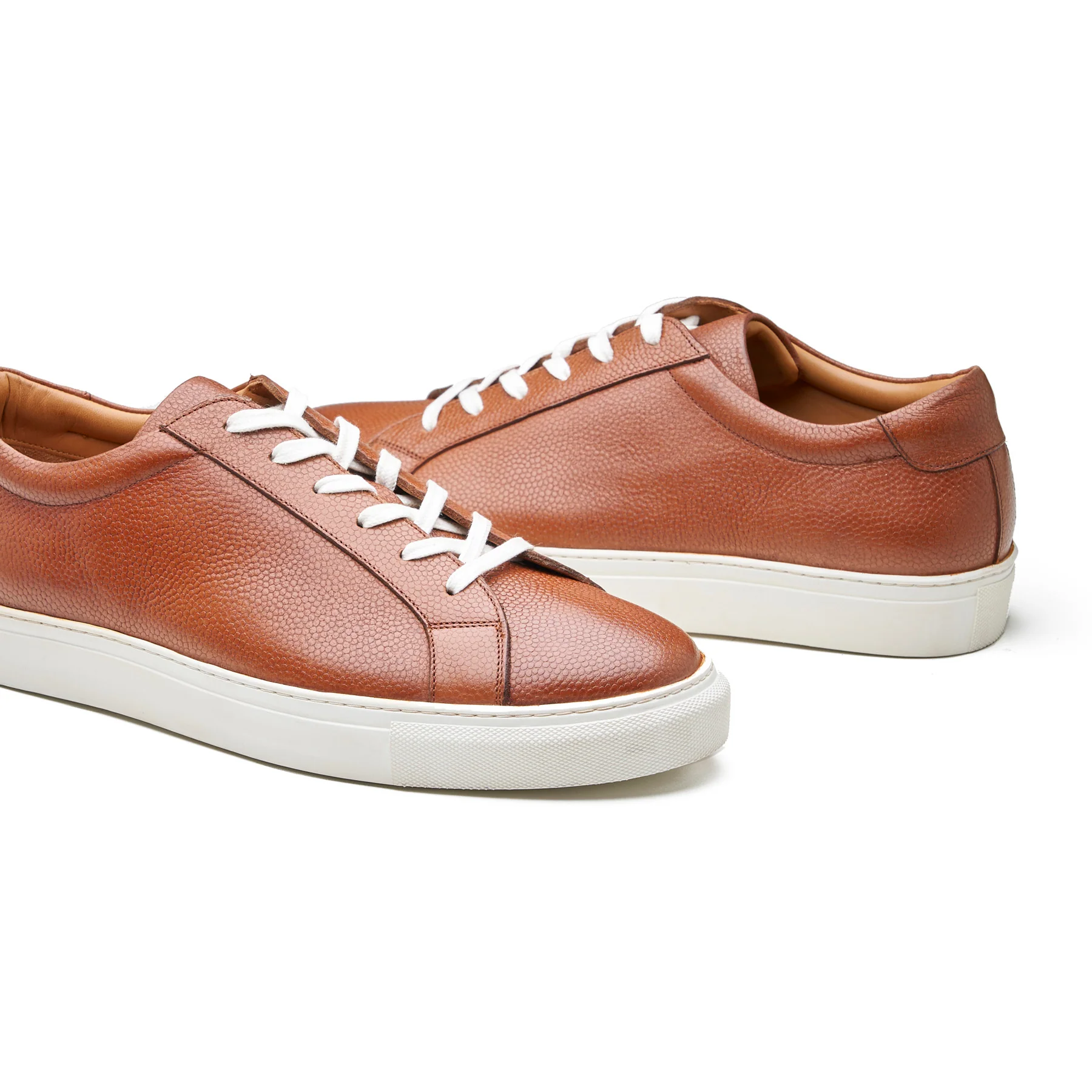 Prydz, Lace-up Sneaker - Cognac Pebble Grain | Smart Casuals - Image 3