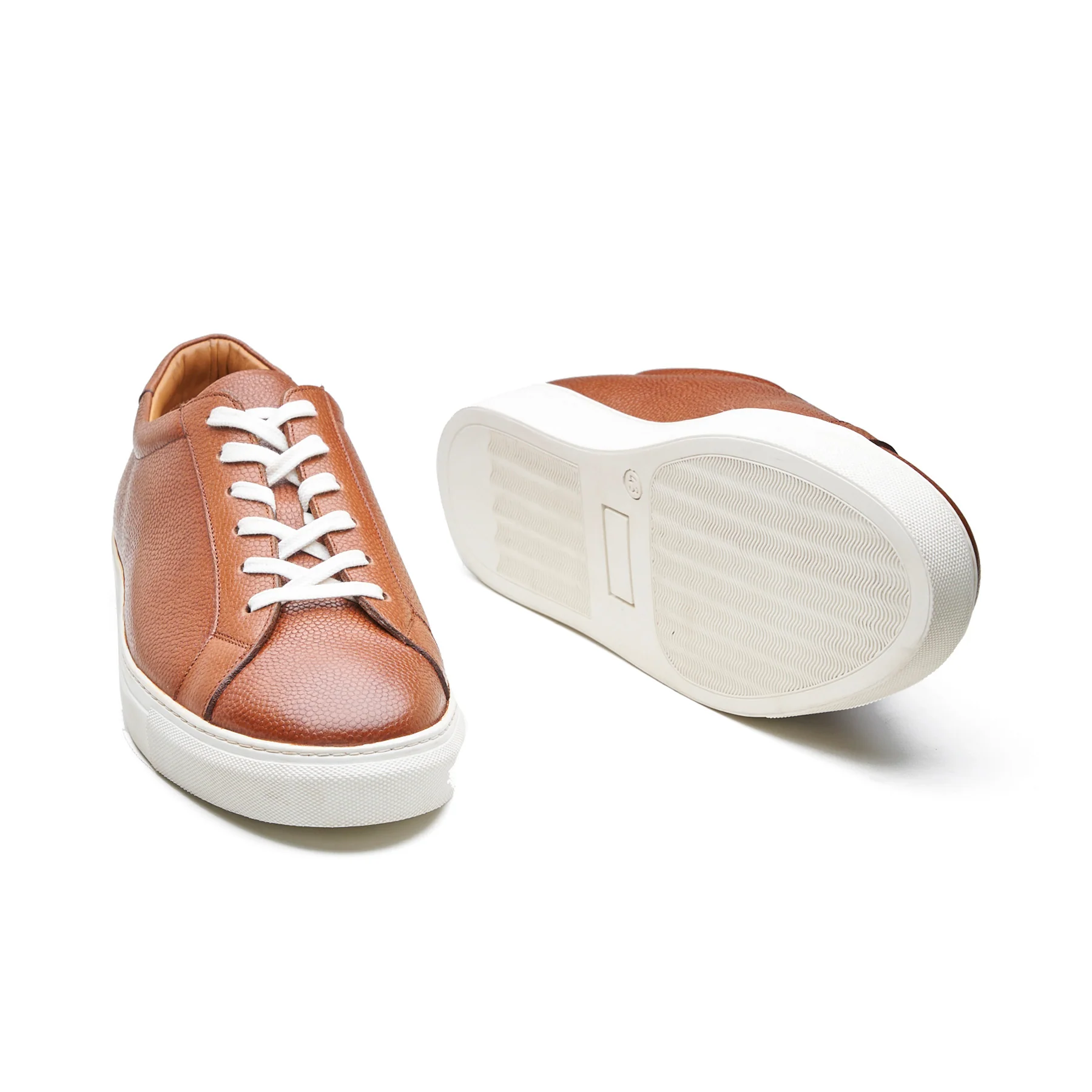 Prydz, Lace-up Sneaker - Cognac Pebble Grain | Smart Casuals - Image 4